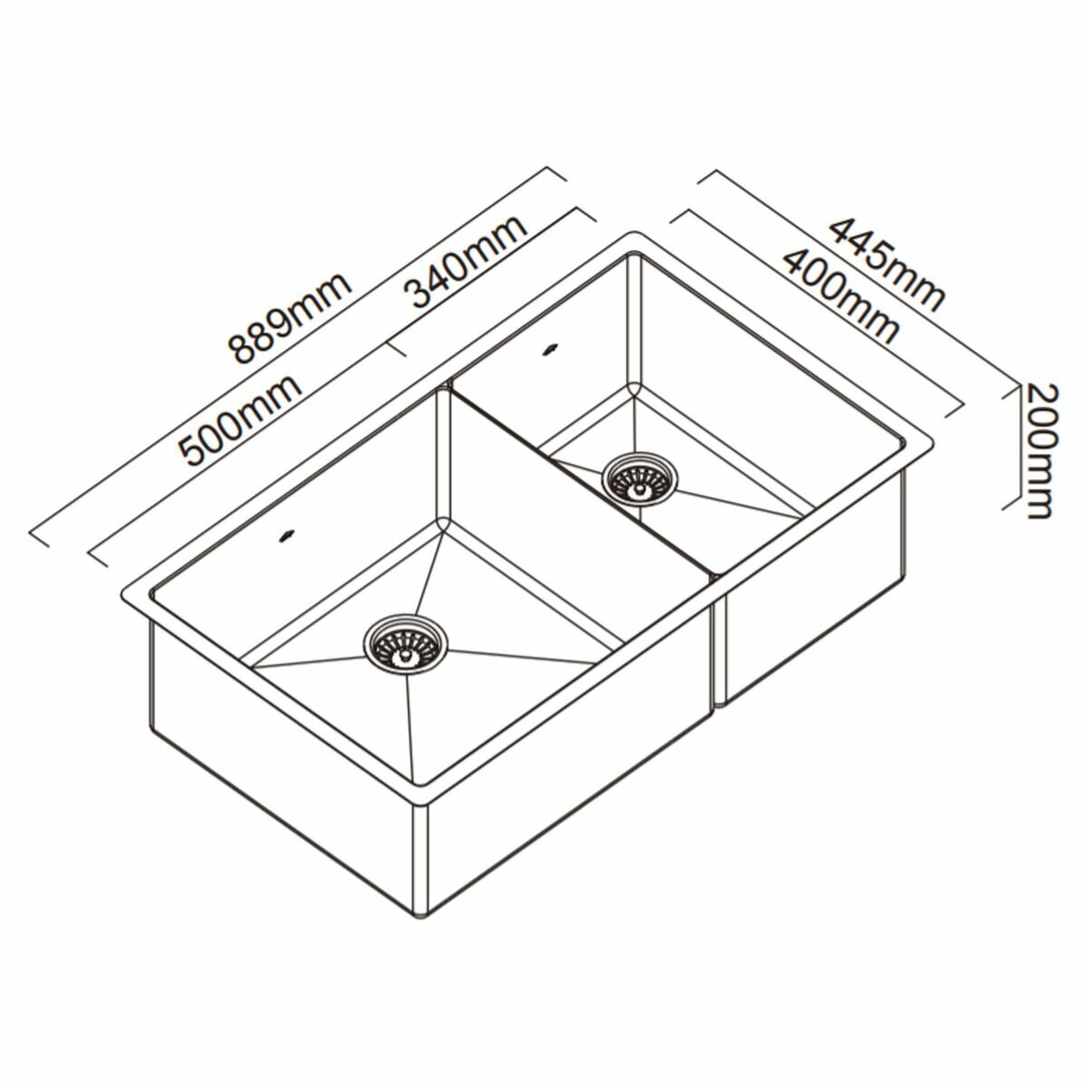 Abey CR500DCO Piazza One & 3/4 Square Bowl - Image 2