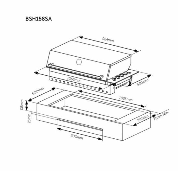 BeefEater BSH158SA Integrated BBQ and Hood - ExDisplay - Image 4