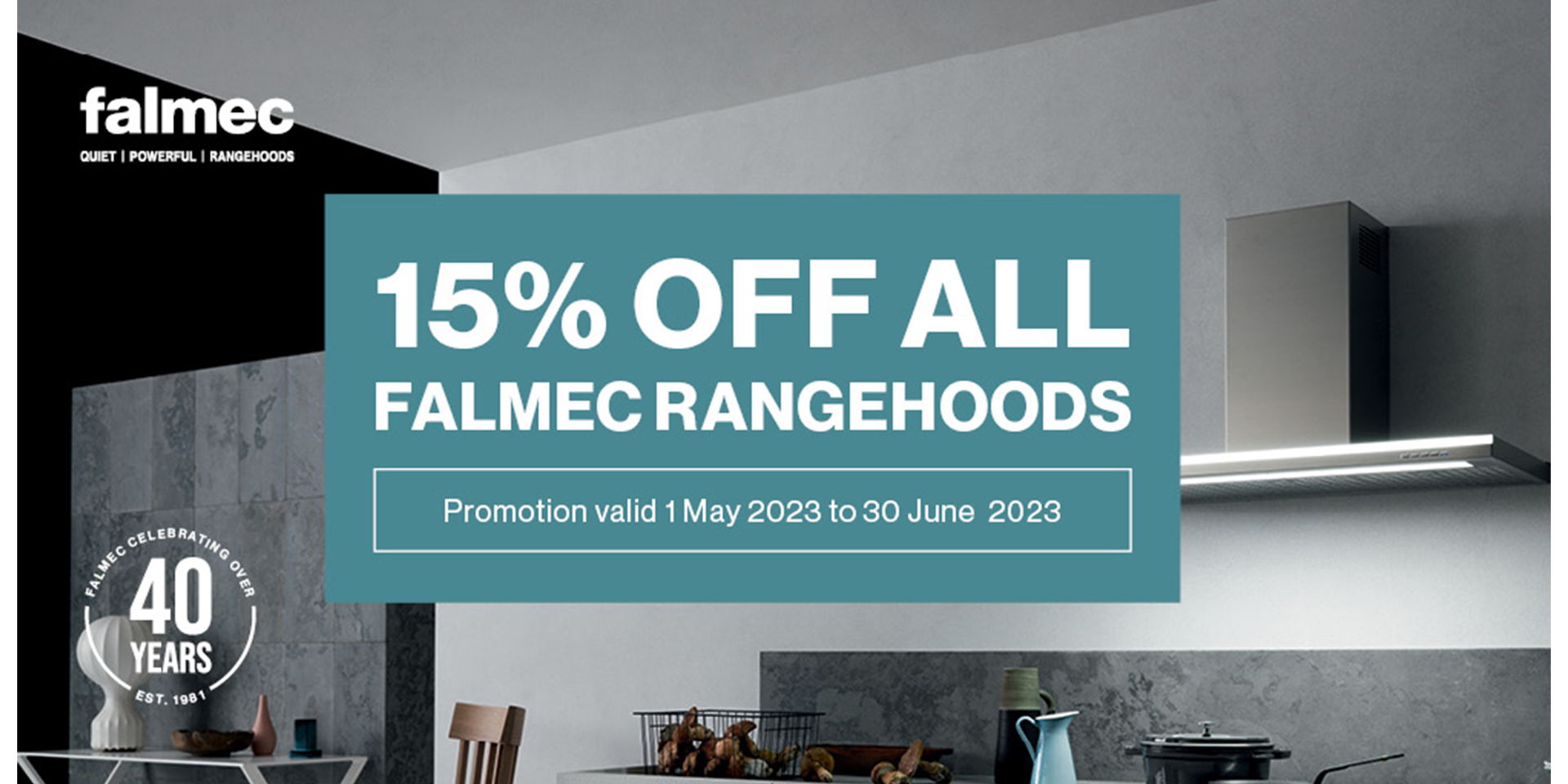 15% OFF all Falmec Rangehoods - Brisbane Appliance Sales