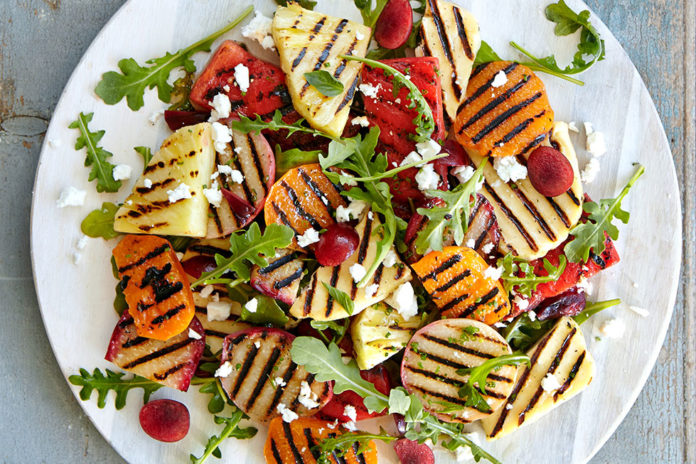 Grilled pineapple & peach summer salad