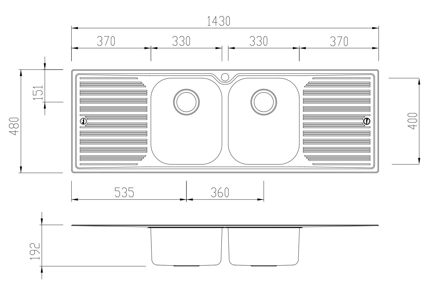 Oliveri DZ153 1TH Double Bowl Topmount Sink - Image 2