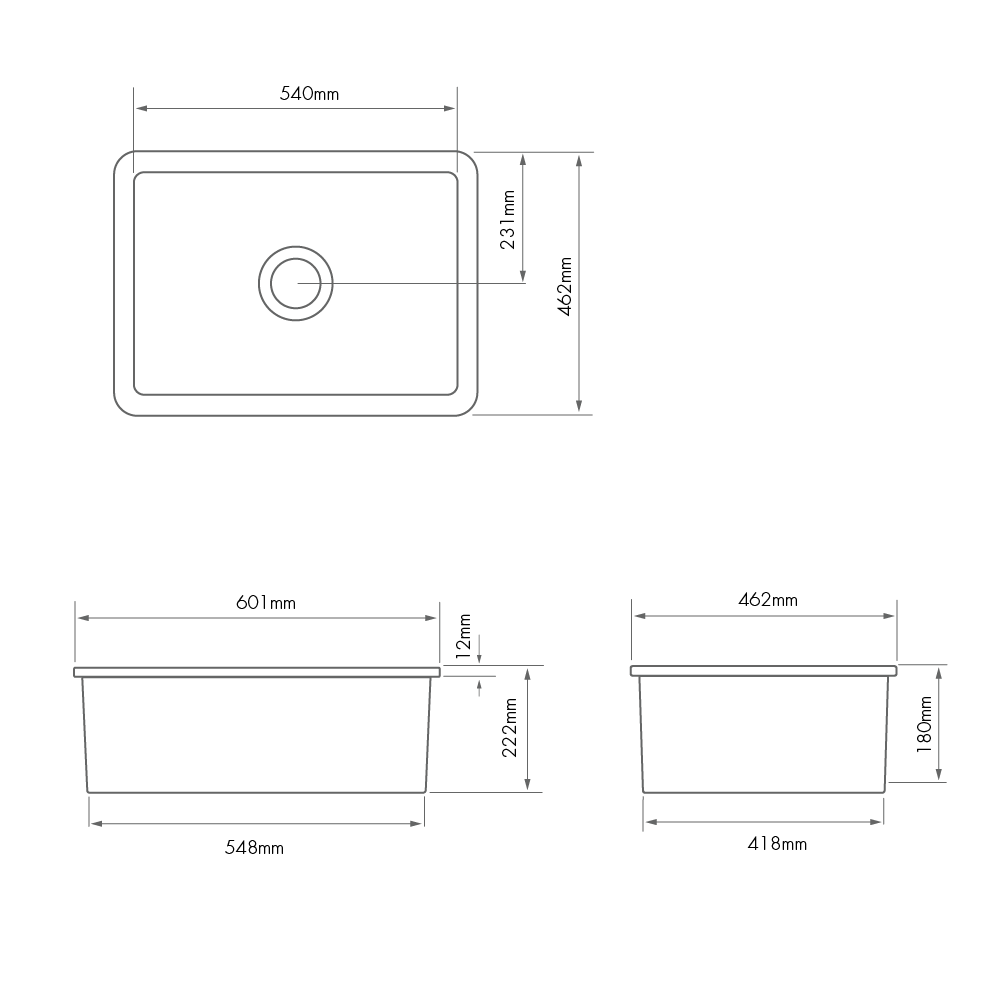 Turner Hastings CU60FS-MB Cuisine Single Bowl Sink - Image 2