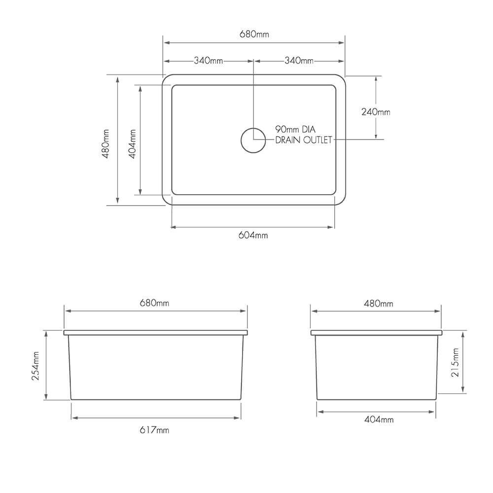 Turner Hastings CU68FS Cuisine Fireclay Single Bowl Sink - Image 3