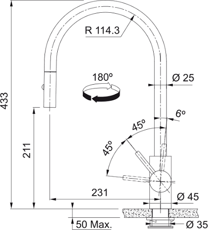Franke TA9601AN Gooseneck Swivel PullOut Tap - Image 2