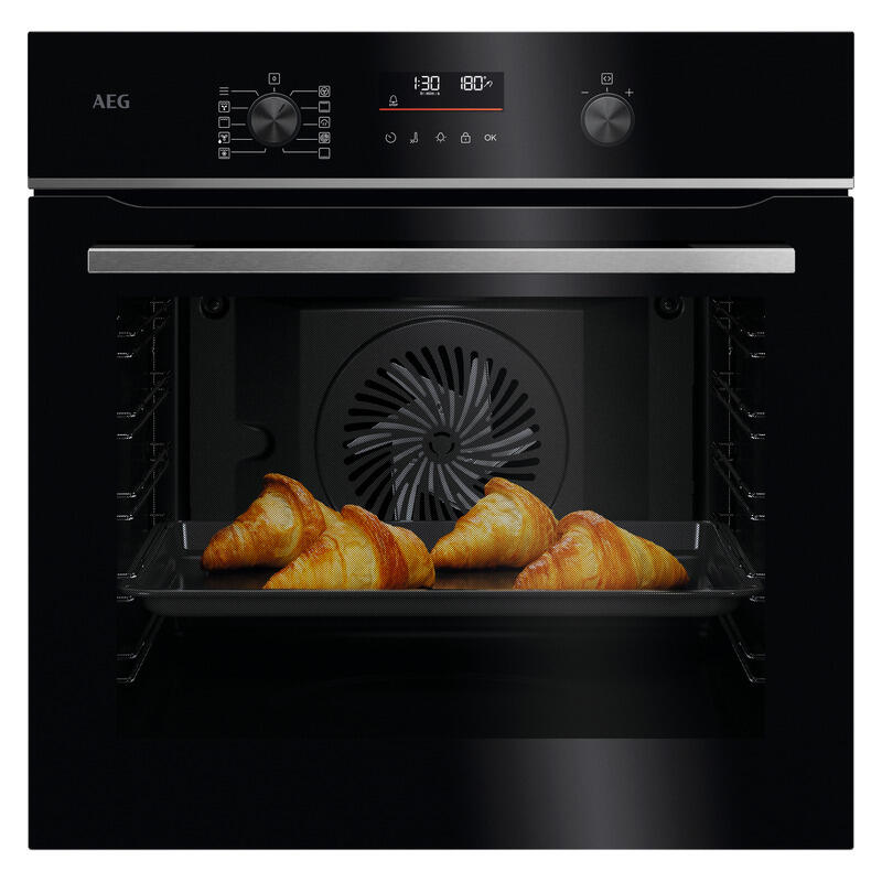 AEG 60cm Pyrolytic Oven with SteamBake (5000 Series) - Black w/ Stainless Steel Trim
