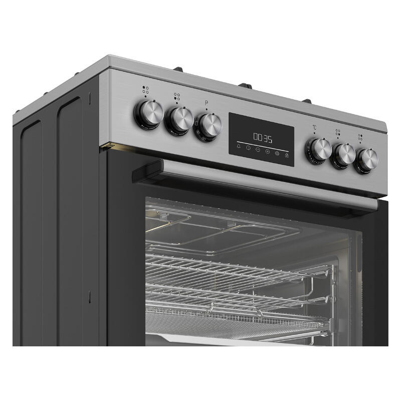 Beko 60cm Freestanding Upright Dual Fuel Cooker - Stainless Steel - Image 3