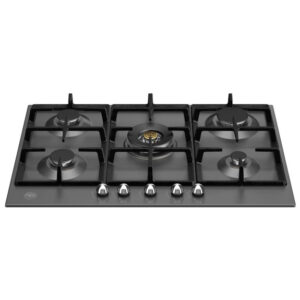 Bertazzoni 75cm Heritage Series 5 Burner Gas Hob with Central Wok - Black