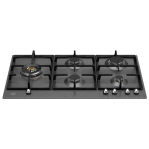 Bertazzoni 90cm Heritage Series 5 Burner Gas Hob with Lateral Dual Wok - Black