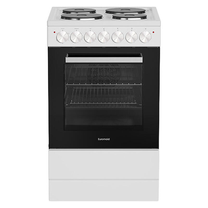 Euromaid 50cm Freestanding Oven with 4-Zone Hotplate Cooktop - White