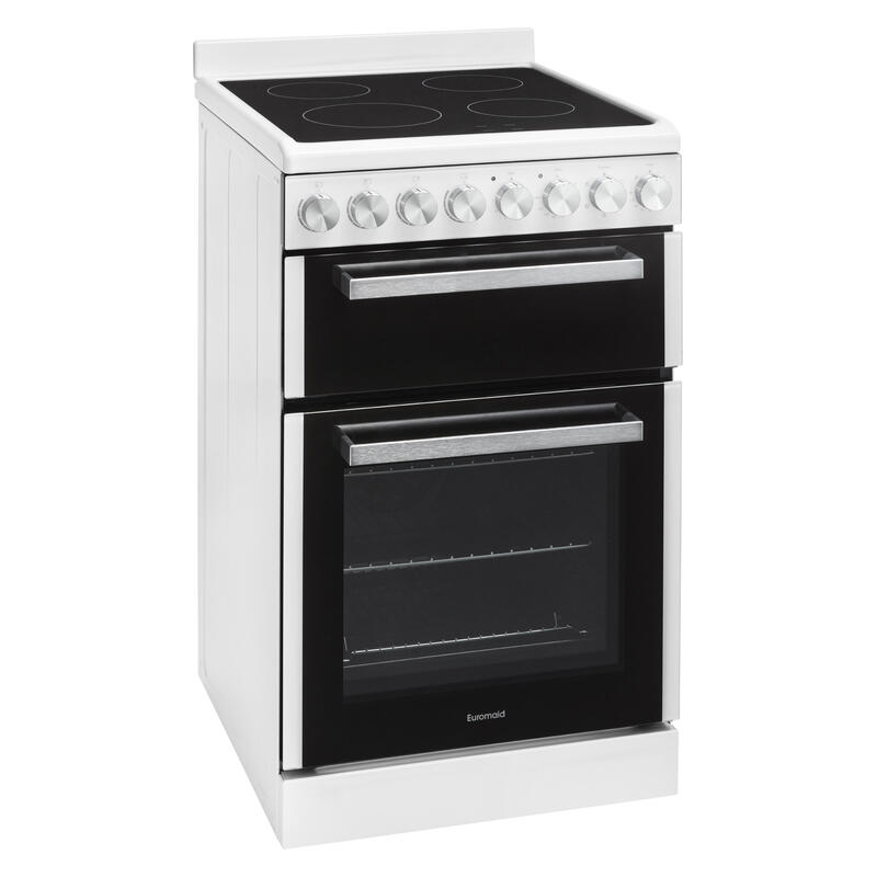 Euromaid 54cm Freestanding Oven with 4-Zone Electric Cooktop - White - Image 2