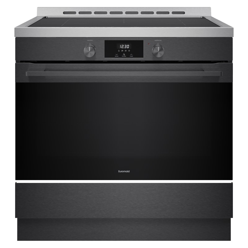 Euromaid 90cm Freestanding Cooker Induction Air Fry - Dark Stainless