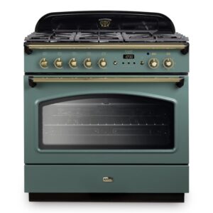 Falcon 90cm Dual Fuel  Range Cooker - Green & Brass