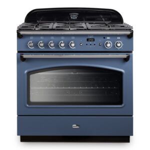 Falcon 90cm Dual Fuel  Range Cooker - Blue & Chrome
