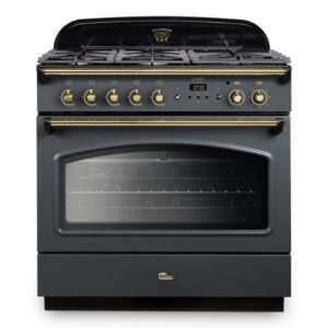 Falcon 90cm Dual Fuel  Range Cooker - Slate & Brass