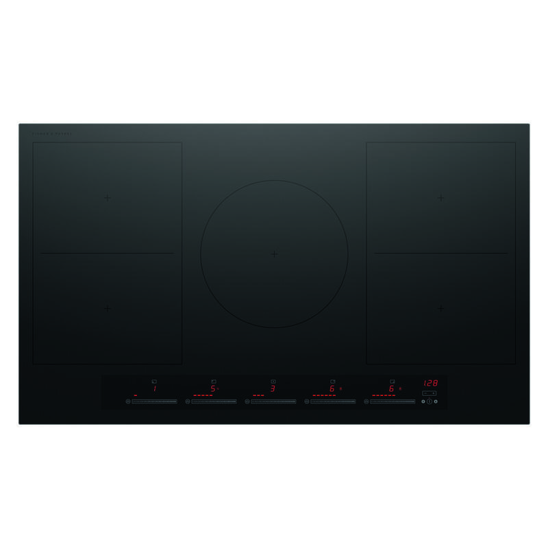 Fisher & Paykel 90cm 5 Zone Induction Cooktop with 2 SmartZones - Black Glass (Series 7)