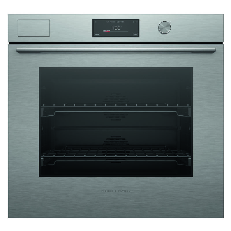 Fisher & Paykel 76cm Contemporary Pyrolytic Steam Assist Oven - Brushed Silver Glass (Series 11)