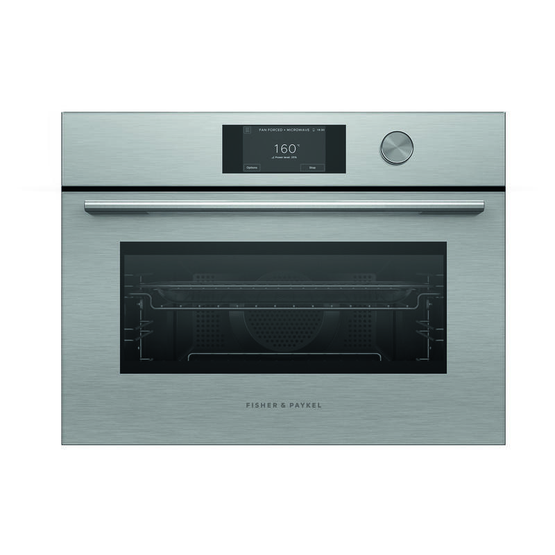 Fisher & Paykel 60cm Contemporary Compact Combi-Microwave Oven - Brushed Silver Glass (Series 7)