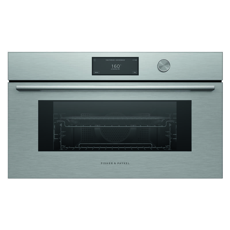Fisher & Paykel 76cm Contemporary Combi-Microwave Oven - Brushed Silver Glass (Series 9)