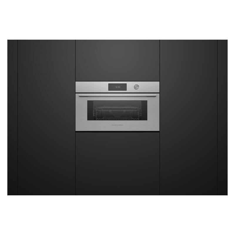 Fisher & Paykel 76cm Contemporary Combi-Microwave Oven - Brushed Silver Glass (Series 9) - Image 3