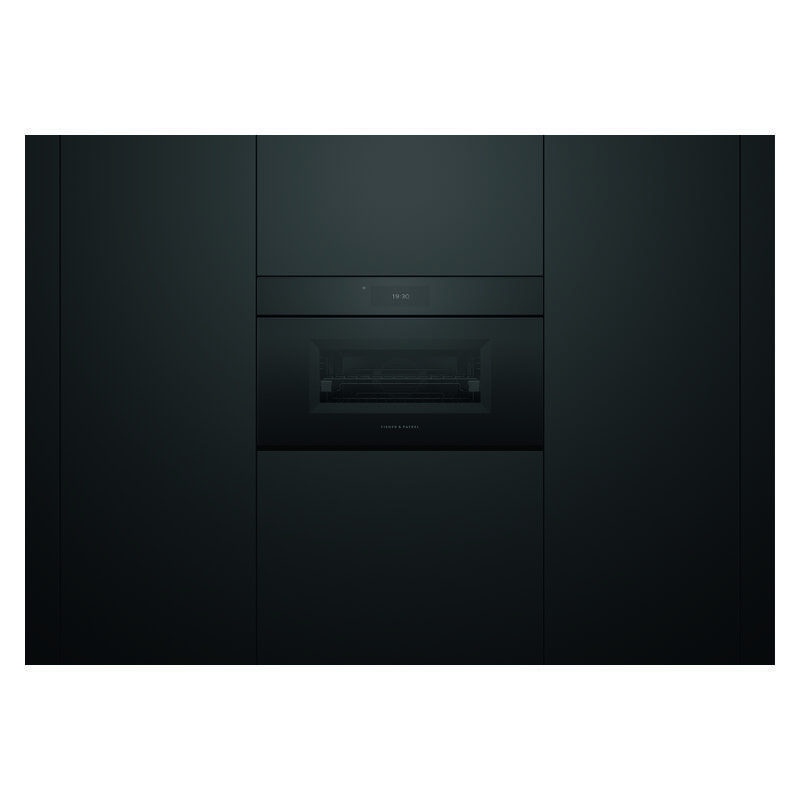 Fisher & Paykel 76cm Minimal Handleless Compact Combi-Steam Oven - Black Glass (Series 9) - Image 3