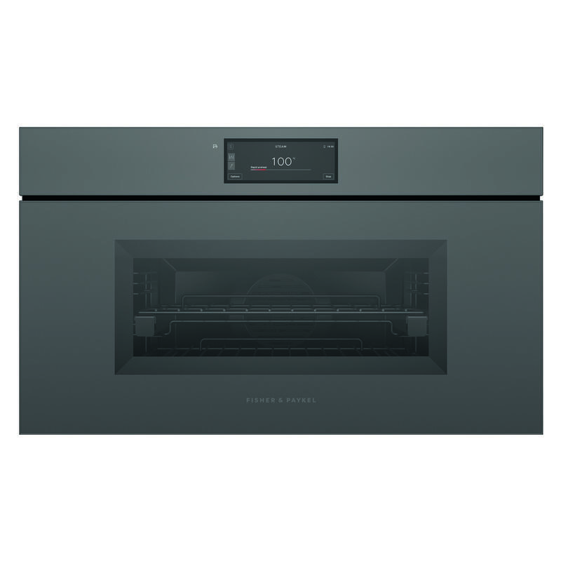 Fisher & Paykel 76cm Minimal Handleless Compact Combi-Steam Oven - Grey Glass (Series 9)
