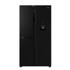 Haier 574L Side-by-Side Fridge Freezer with Water Dispenser - Black