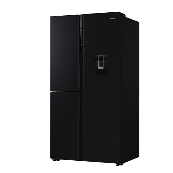 Haier 574L Side-by-Side Fridge Freezer with Water Dispenser - Black - Image 2