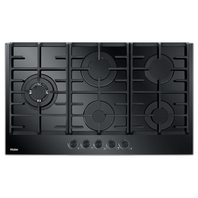 Haier 90cm Gas on Glass Cooktop - Black