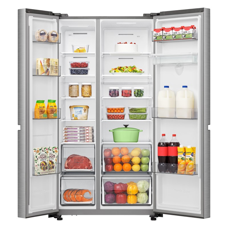 Hisense 649L Side-by-Side Fridge Freezer with Water Dispenser - Stainless Steel (PureFlat) - Image 2