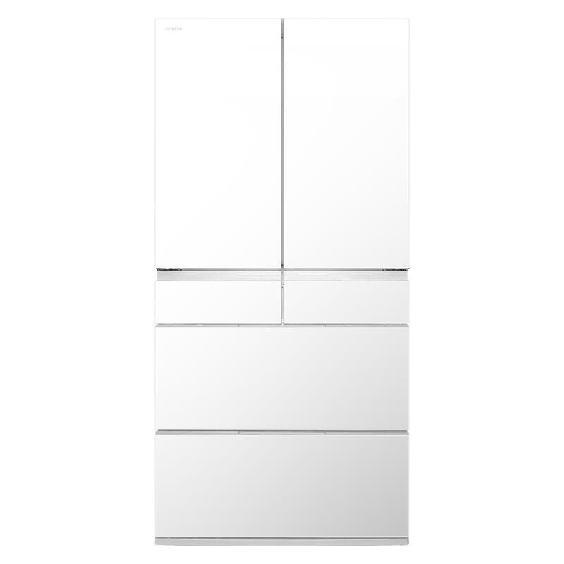 Hitachi 670L Multi-Drawer Fridge Freezer Crystal White Glass