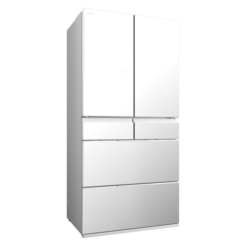 Hitachi 670L Multi-Drawer Fridge Freezer Crystal White Glass - Image 2