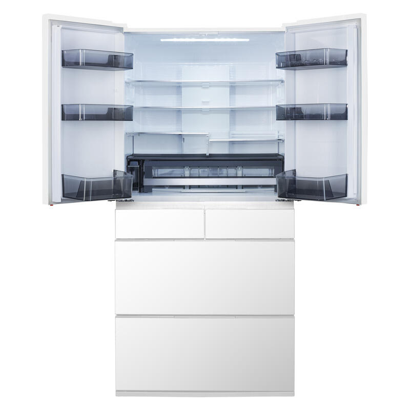 Hitachi 670L Multi-Drawer Fridge Freezer Crystal White Glass - Image 3