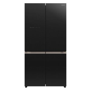 Hitachi 569L Quad Door Fridge Freezer - Matte Black Glass