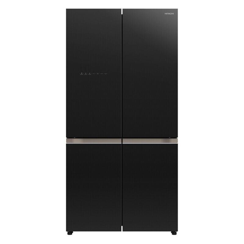 Hitachi 569L Quad Door Fridge Freezer - Matte Black Glass