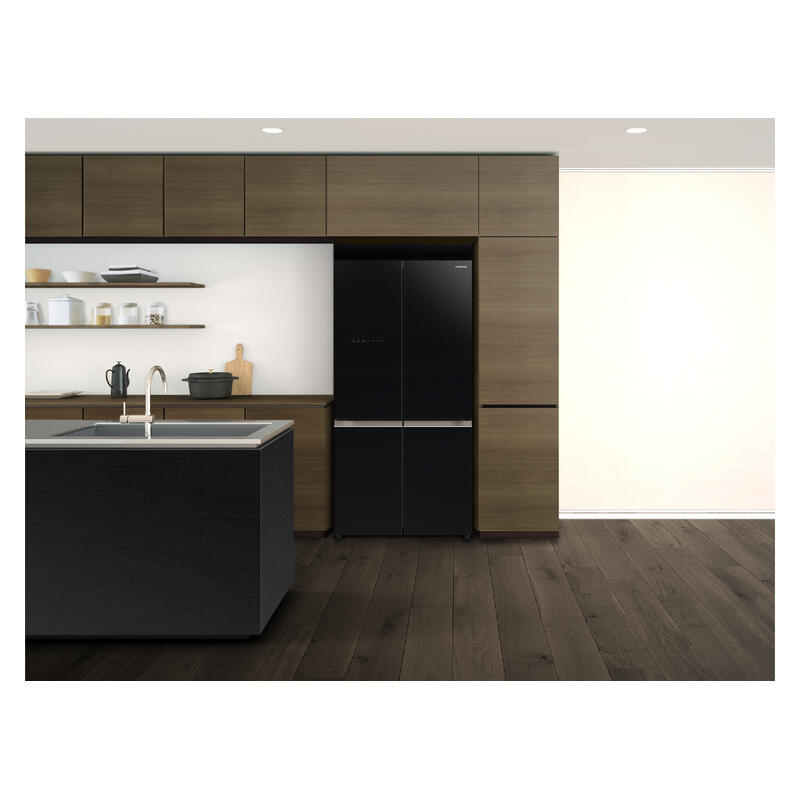 Hitachi 569L Quad Door Fridge Freezer - Matte Black Glass - Image 2