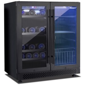 Husky Riserva Double Door Wine Fridge & Drinks Chiller - Matte Black