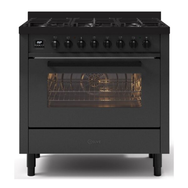 ILVE 6 Burner Proline Upright - Matte Graphite 90CM