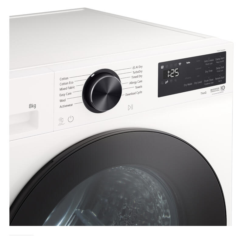 LG 8kg AI Heat Pump Condenser Dryer - White (Series 3) - Image 3