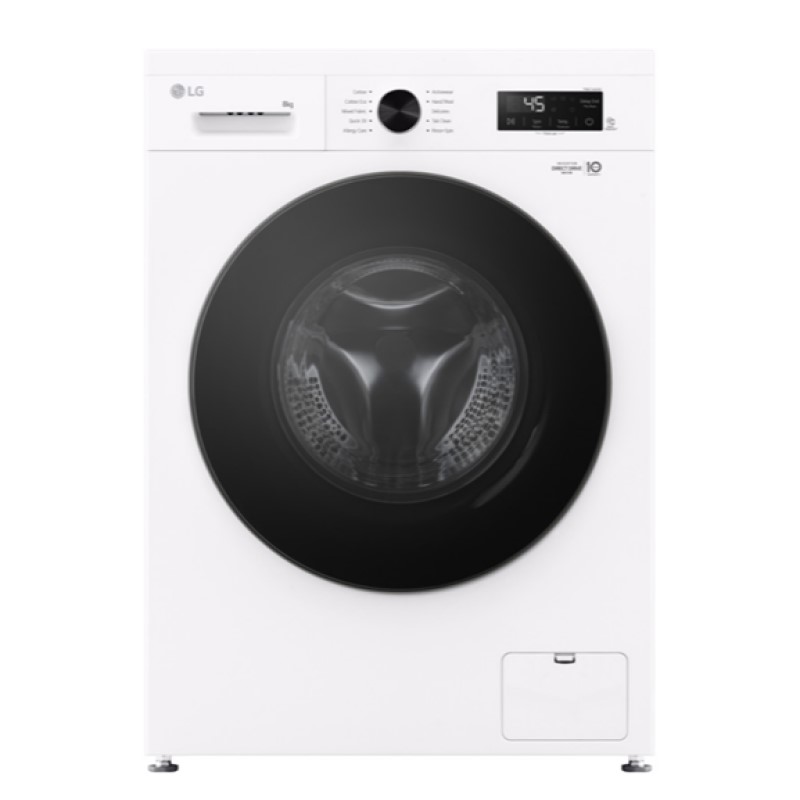 LG 8kg Front Load Washing Machine with Steam - White (Series 1)