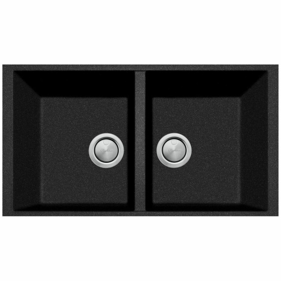 Oliveri Santorini Double Bowl Undermount Sink - Black