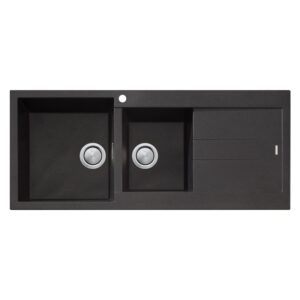 Oliveri 1 & 3/4 Bowl Top Mount Sink with Drainer - Black