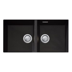 Oliveri Double Bowl Undermount Sink - Black