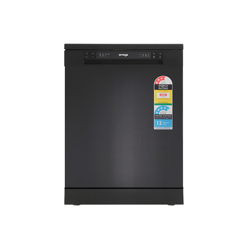 Omega 60cm Freestanding Dishwasher - Black Stainless Steel
