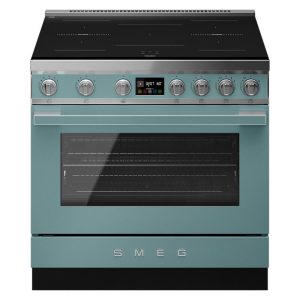 Smeg 90cm Portofino Induction Pyrolytic Freestanding Oven - Emerald Green