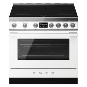 Smeg 90cm Portofino Induction Pyrolytic Freestanding Oven - White