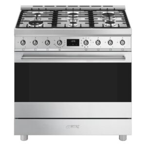 Smeg 90cm Freestanding Pyro Dual Fuel Cooker - Stainless Steel