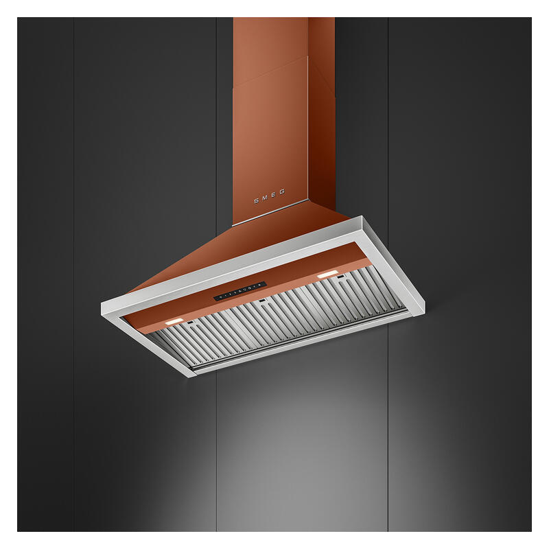 Smeg 90cm Portofino Canopy Rangehood - Amber Clay - Image 2