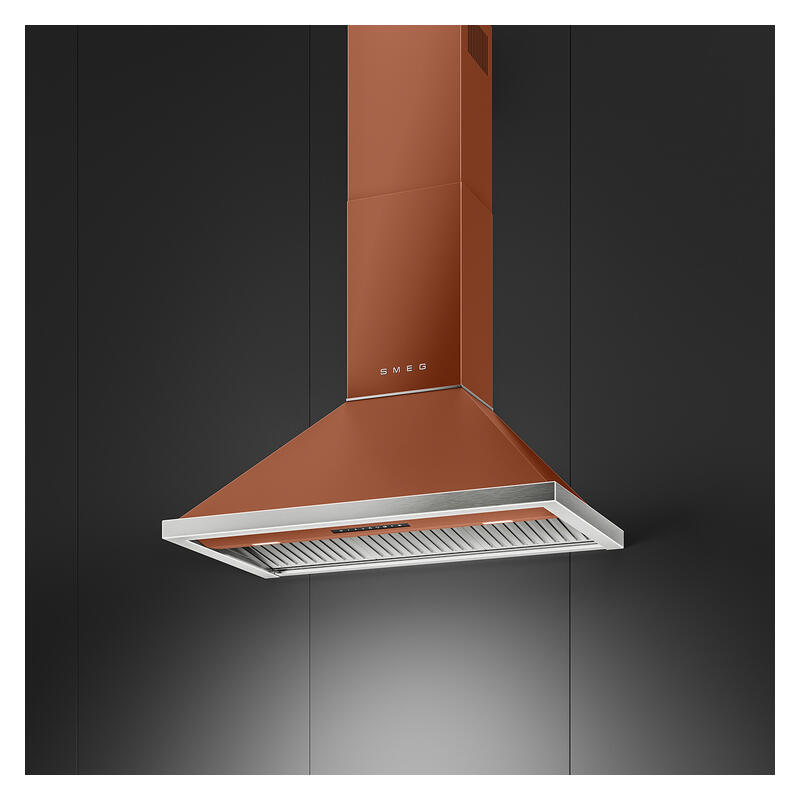 Smeg 90cm Portofino Canopy Rangehood - Amber Clay - Image 3