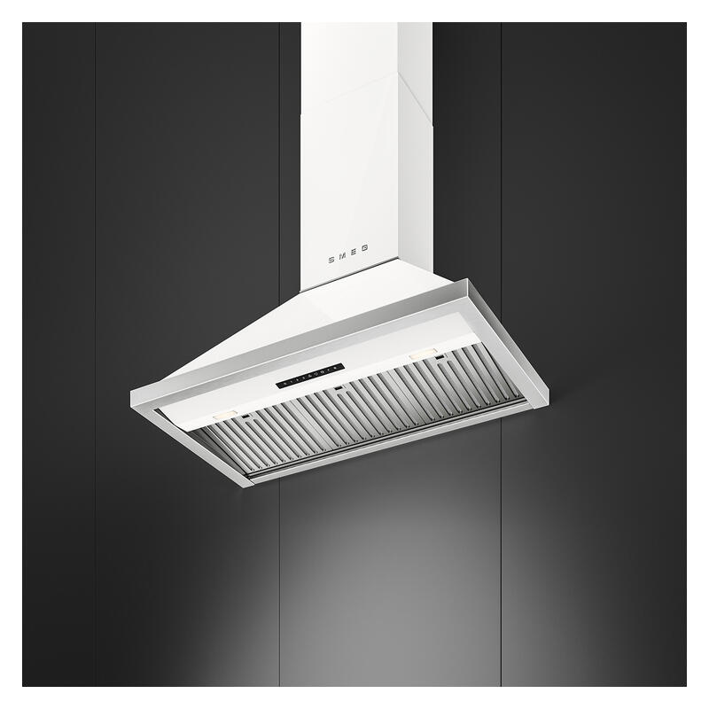 Smeg 90cm Portofino Canopy Rangehood - White - Image 2