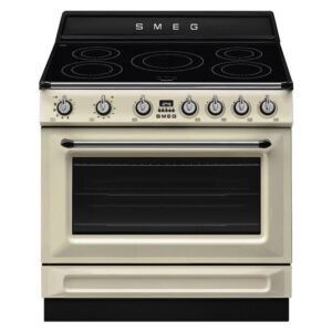 Smeg 90cm Victoria Induction Pyro Cooker - Panna/Cream